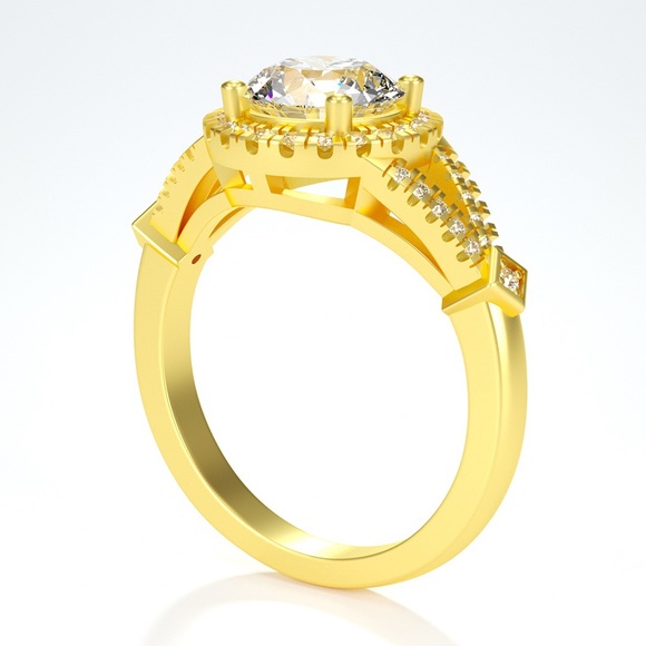 1.5ct D, VVS1 Moissanite Halo Ring - Picture 7 of 10